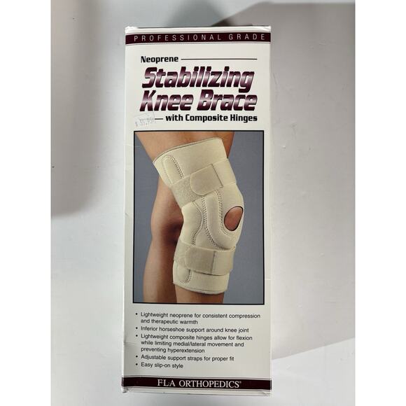 FLA ORTHOPEDICS Stabilizing SM Knee Brace w/Composite Hinges Beige New in Box - Picture 14 of 16